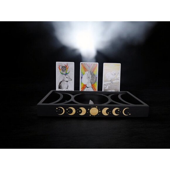 Mystical Moon Phase Tarot Card & Crystal Display Holder Handcrafted Wooden Altar - Picture 6 of 12